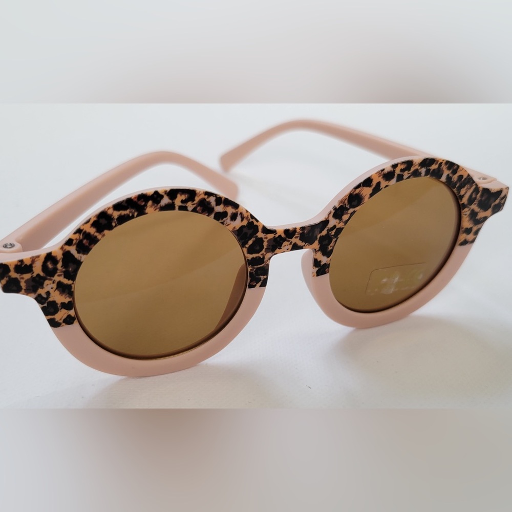 Blush Pink Leopard Print Kids Sunglasses